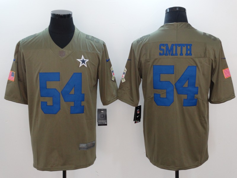 Men Dallas cowboys #54 Smith Nike Olive Salute To Service Limited NFL Jerseys